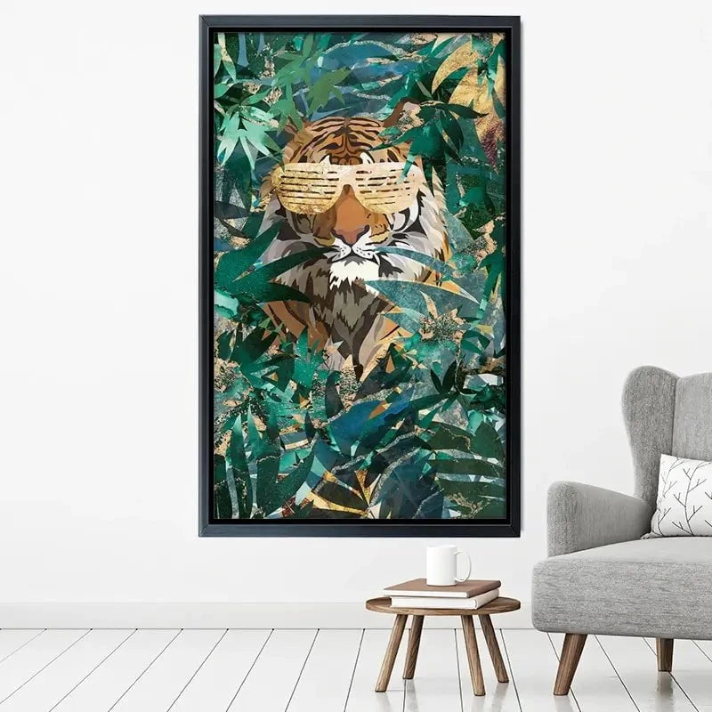 Lion Behind The Leaves Canvas Print Lion Behind The Leaves Canvas Print wall art product Sarah Manovski
