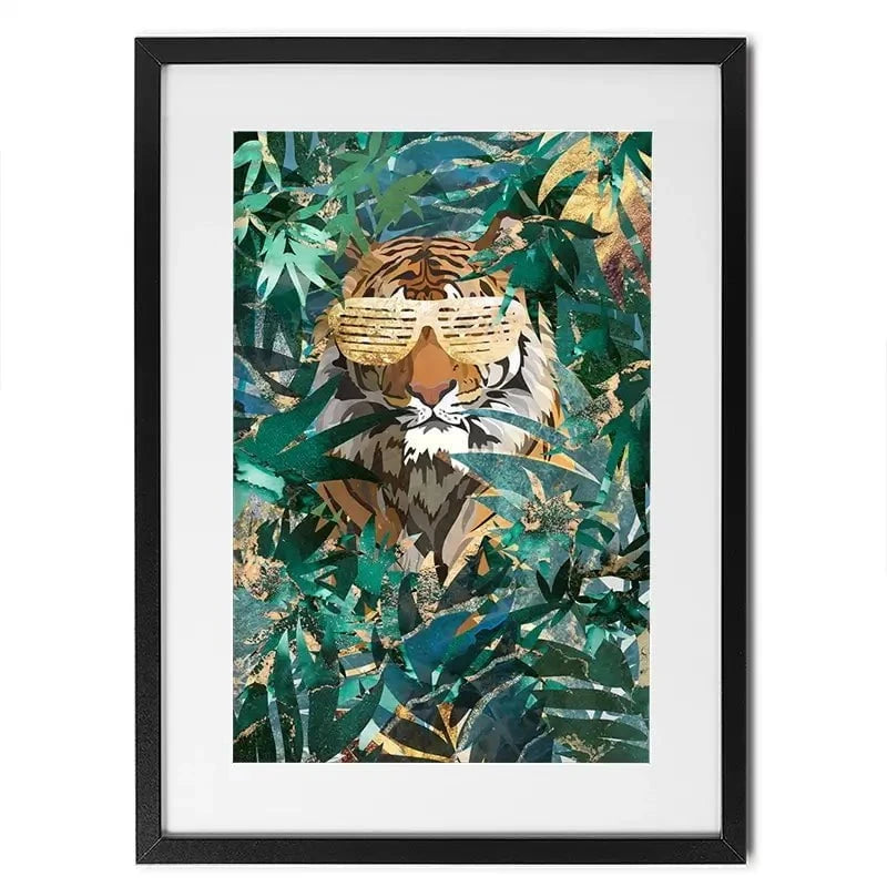 Lion Behind The Leaves Framed Art Print Lion Behind The Leaves Framed Art Print wall art product Sarah Manovski