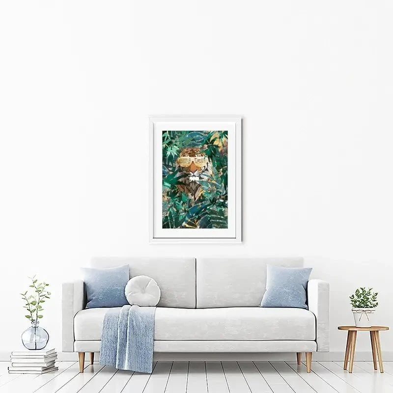 Lion Behind The Leaves Framed Art Print Lion Behind The Leaves Framed Art Print wall art product Sarah Manovski
