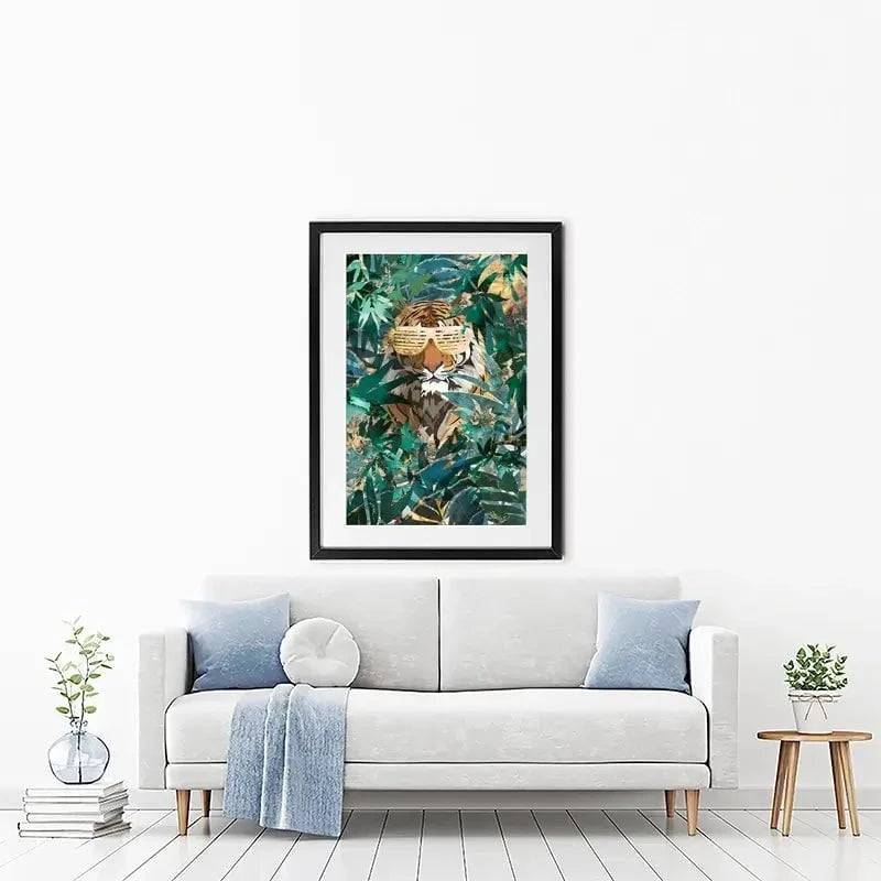 Lion Behind The Leaves Framed Art Print Lion Behind The Leaves Framed Art Print wall art product Sarah Manovski