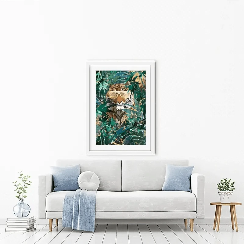 Lion Behind The Leaves Framed Art Print Lion Behind The Leaves Framed Art Print wall art product Sarah Manovski