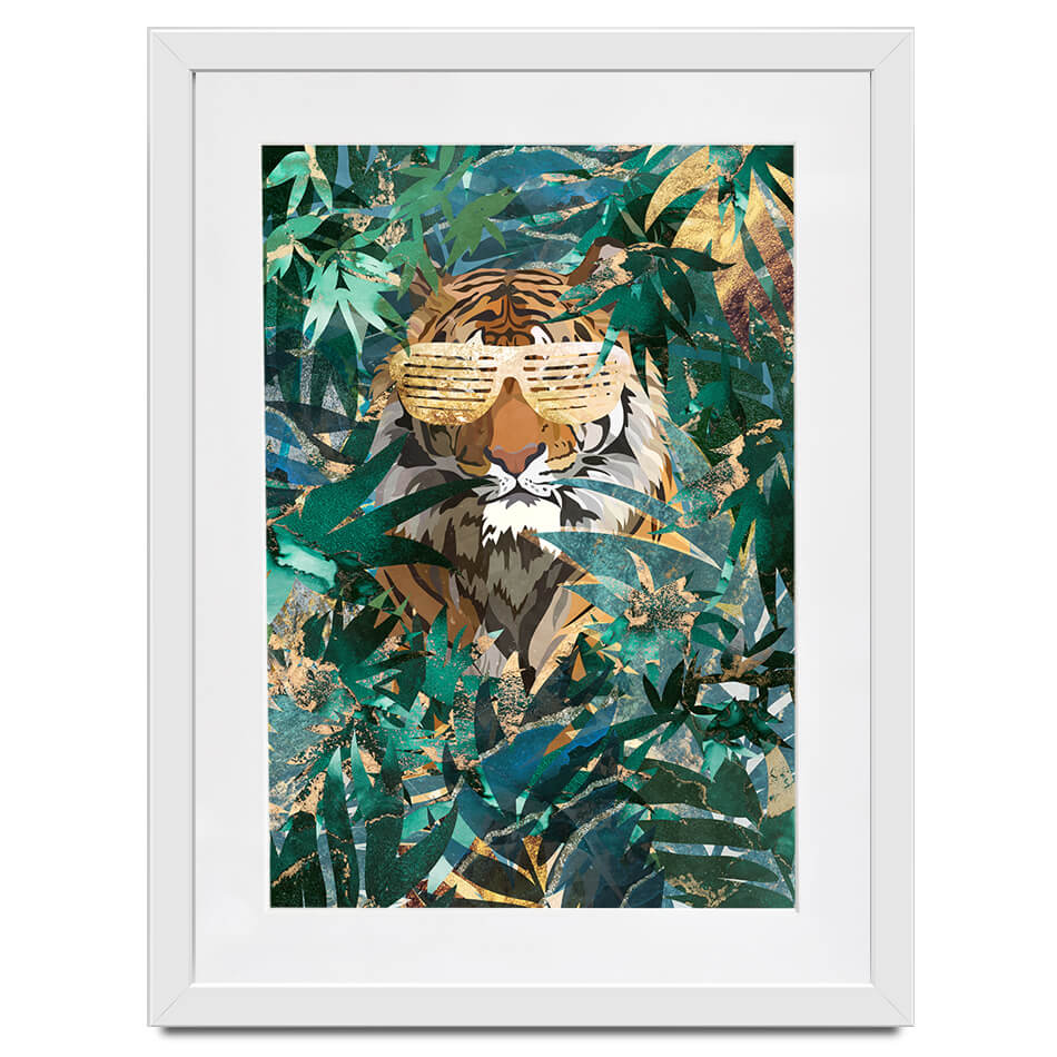 Lion Behind The Leaves Framed Art Print Lion Behind The Leaves Framed Art Print wall art product Sarah Manovski