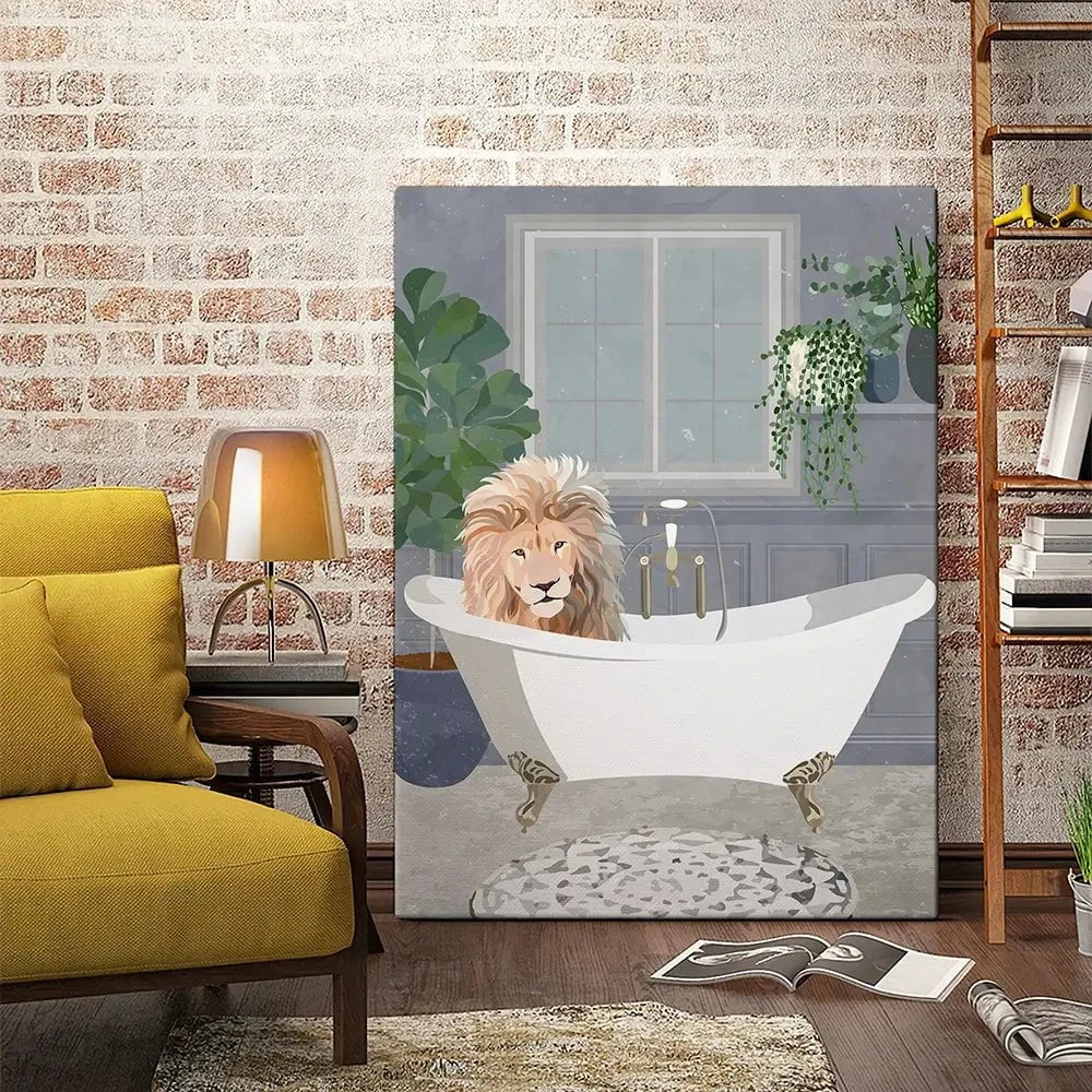 Lion In The Bath Canvas Print Lion In The Bath Canvas Print wall art product Sarah Manovski