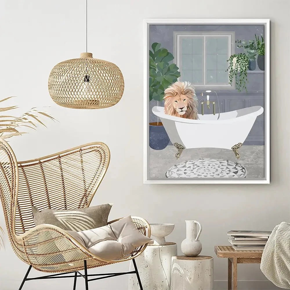 Lion In The Bath Canvas Print Lion In The Bath Canvas Print wall art product Sarah Manovski