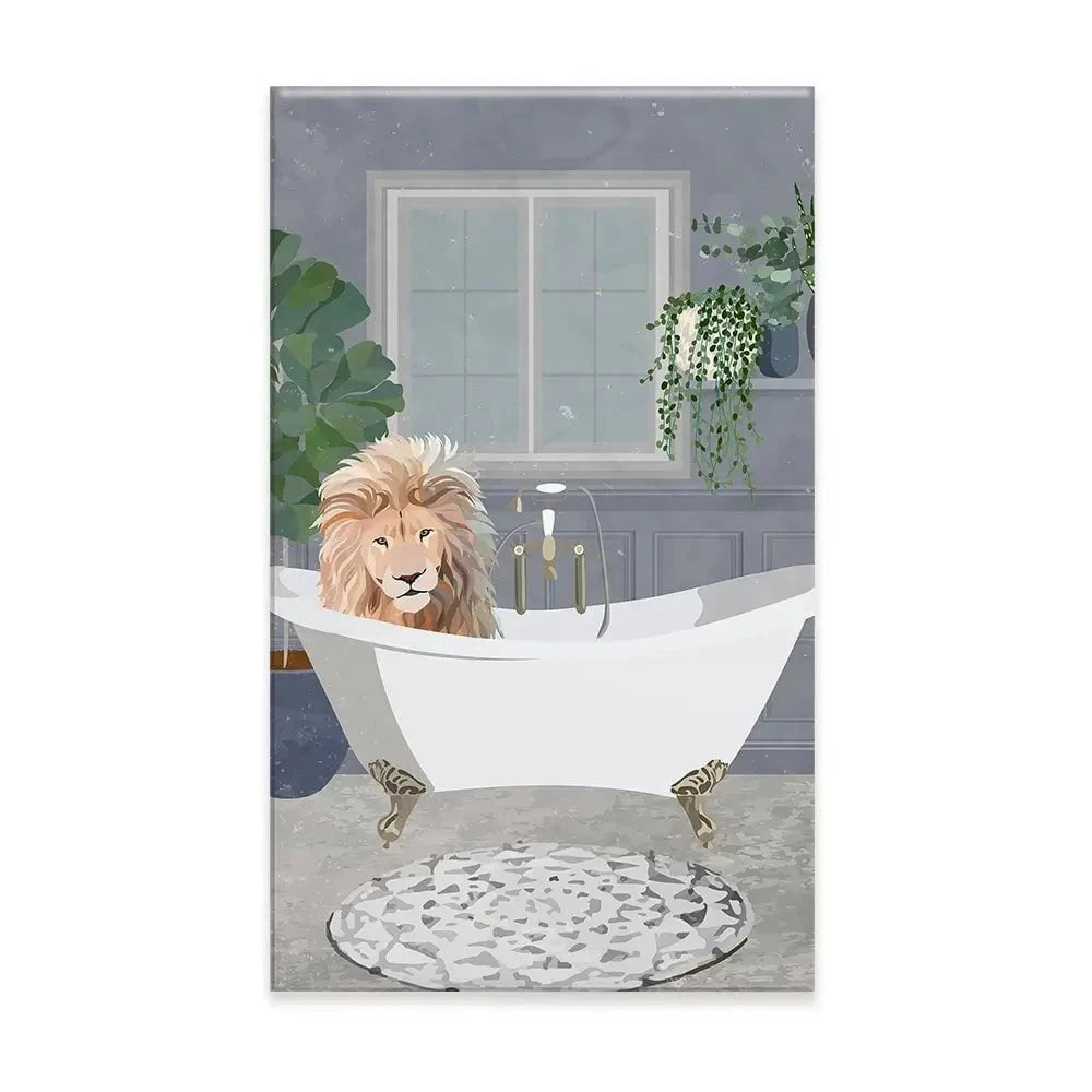 Lion In The Bath Canvas Print Lion In The Bath Canvas Print wall art product Sarah Manovski
