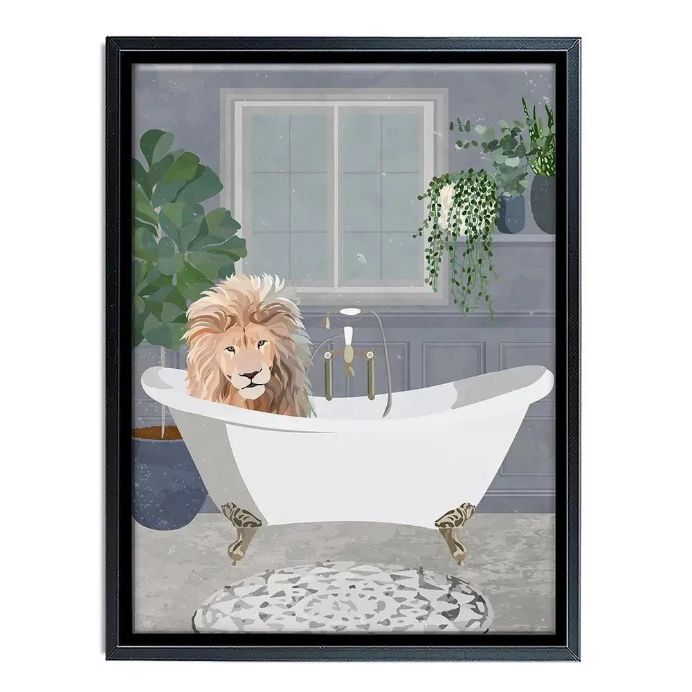 Lion In The Bath Canvas Print Lion In The Bath Canvas Print wall art product Sarah Manovski