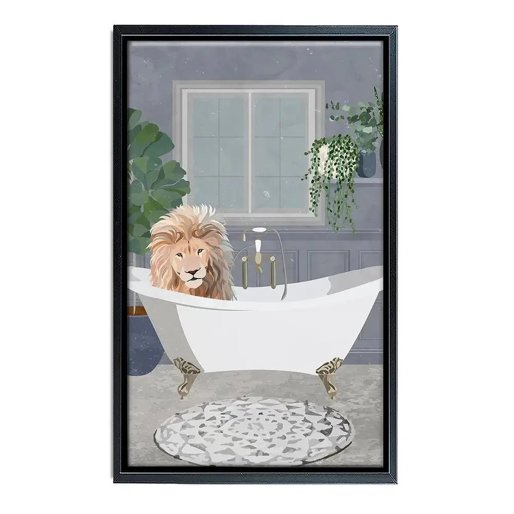 Lion In The Bath Canvas Print Lion In The Bath Canvas Print wall art product Sarah Manovski