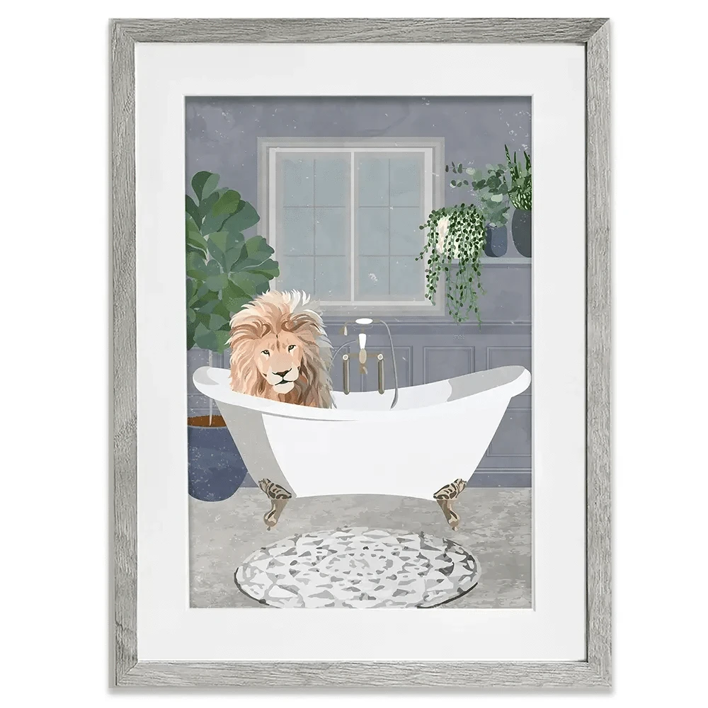 Lion In The Bath Framed Art Print Lion In The Bath Framed Art Print wall art product Sarah Manovski