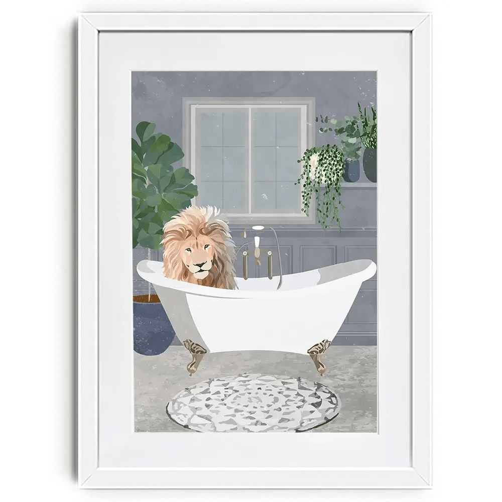 Lion In The Bath Framed Art Print Lion In The Bath Framed Art Print wall art product Sarah Manovski