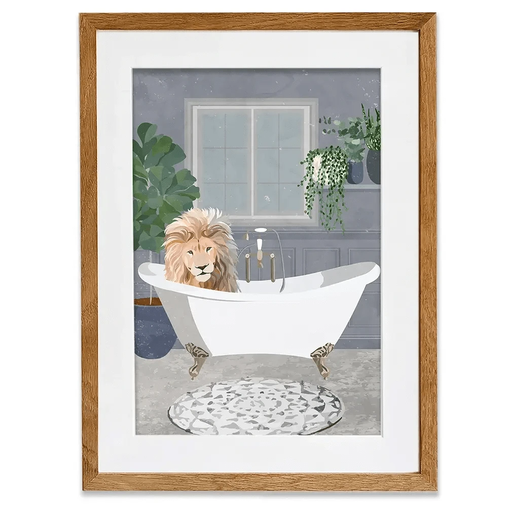 Lion In The Bath Framed Art Print Lion In The Bath Framed Art Print wall art product Sarah Manovski