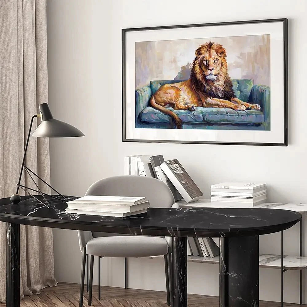 Lion's Day Off Framed Art Print Lion's Day Off Framed Art Print wall art product Leon Devenice