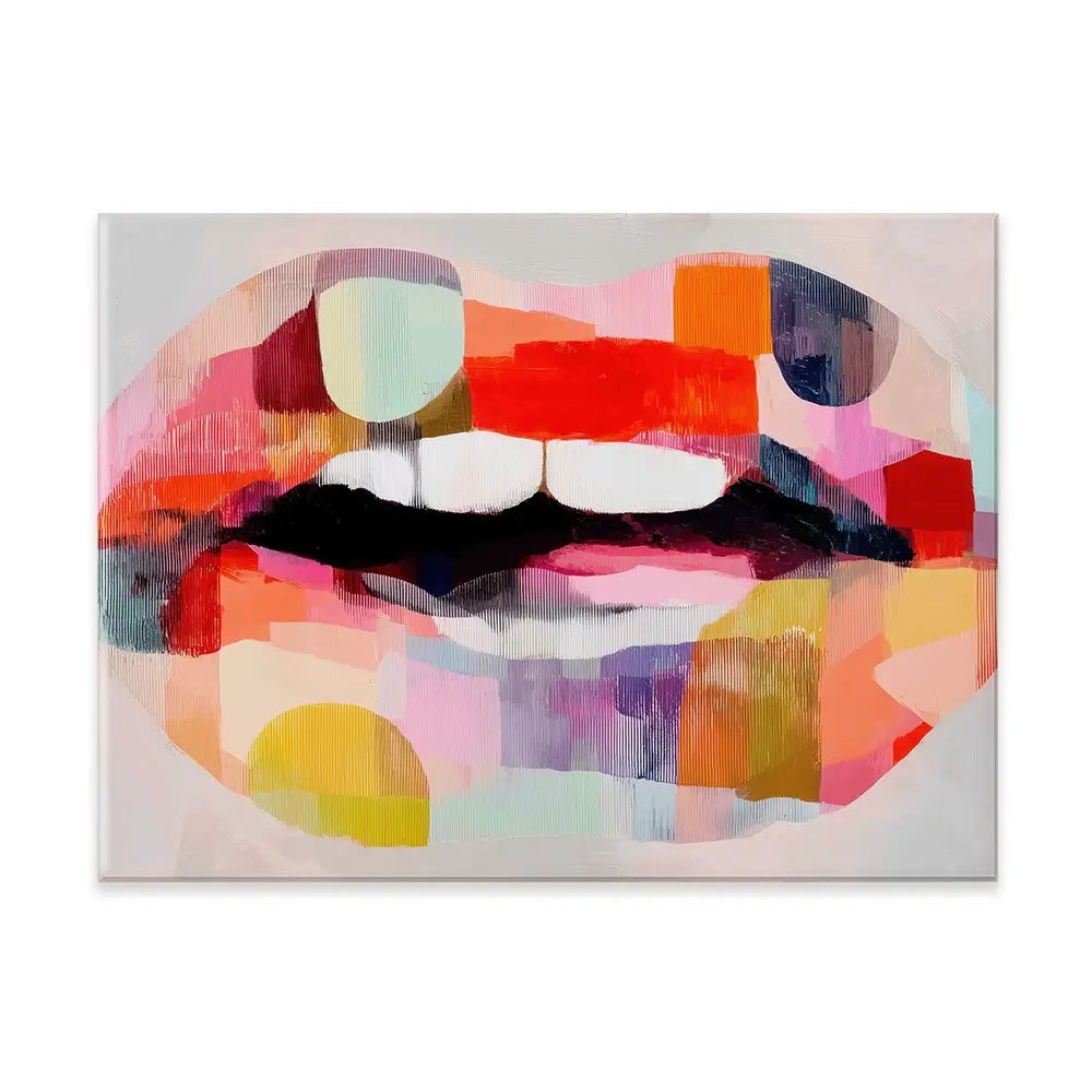 Lips Like Stained Glass Canvas Print Lips Like Stained Glass Canvas Print wall art product Chromatic Storm Studio