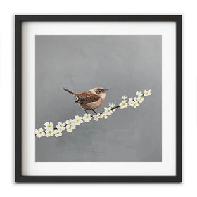 Little Wren On Cherry Blossom Framed Art Print Little Wren On Cherry Blossom Framed Art Print wall art product Laure Bury