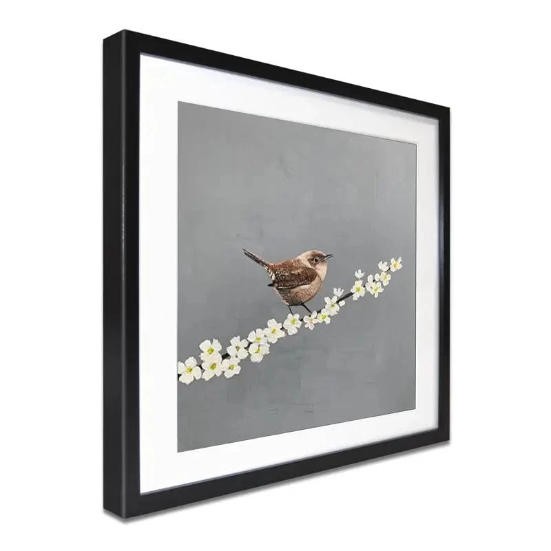Little Wren On Cherry Blossom Framed Art Print Little Wren On Cherry Blossom Framed Art Print wall art product Laure Bury