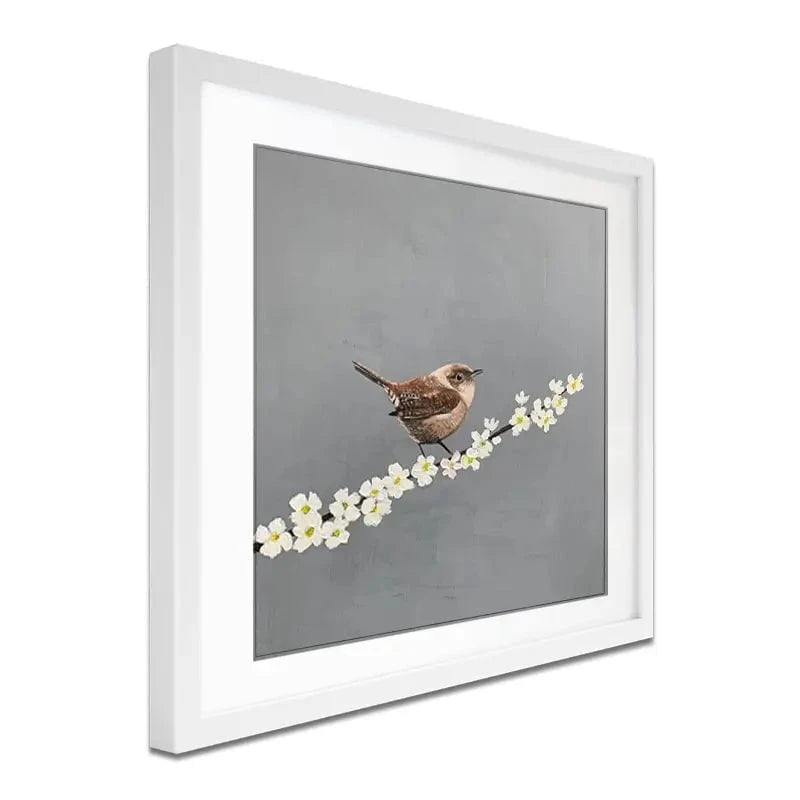 Little Wren On Cherry Blossom Framed Art Print Little Wren On Cherry Blossom Framed Art Print wall art product Laure Bury