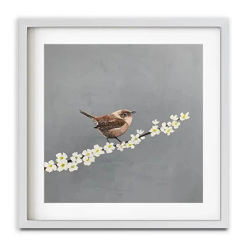 Little Wren On Cherry Blossom Framed Art Print Little Wren On Cherry Blossom Framed Art Print wall art product Laure Bury