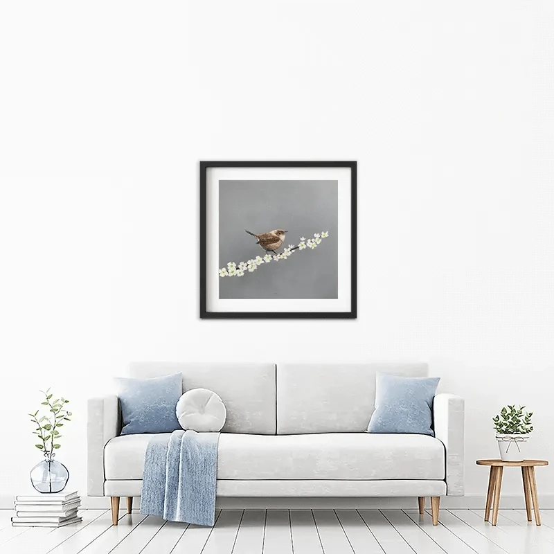Little Wren On Cherry Blossom Framed Art Print Little Wren On Cherry Blossom Framed Art Print wall art product Laure Bury