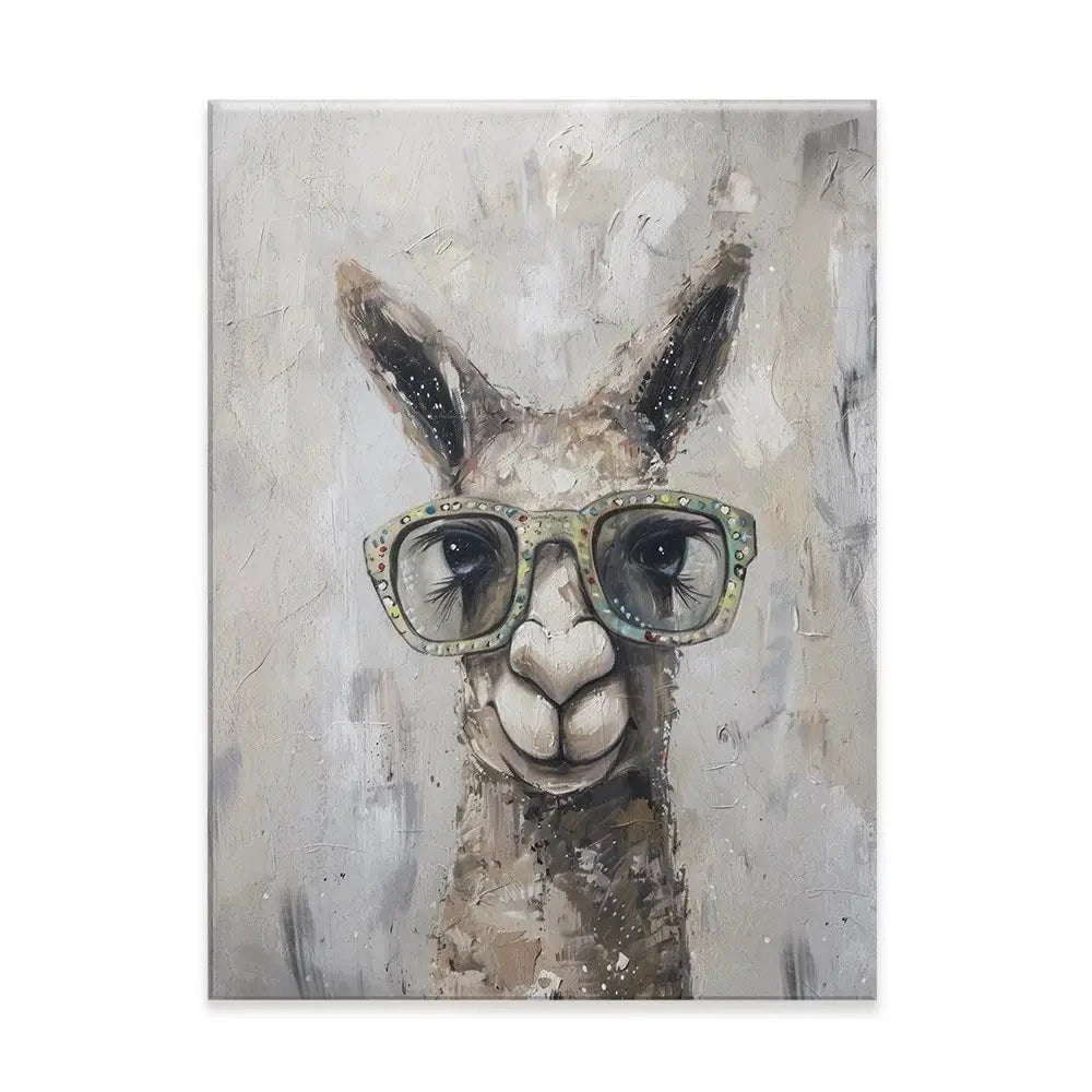 Llama With Glasses Canvas Print Llama With Glasses Canvas Print wall art product Svetlana Aleynikova