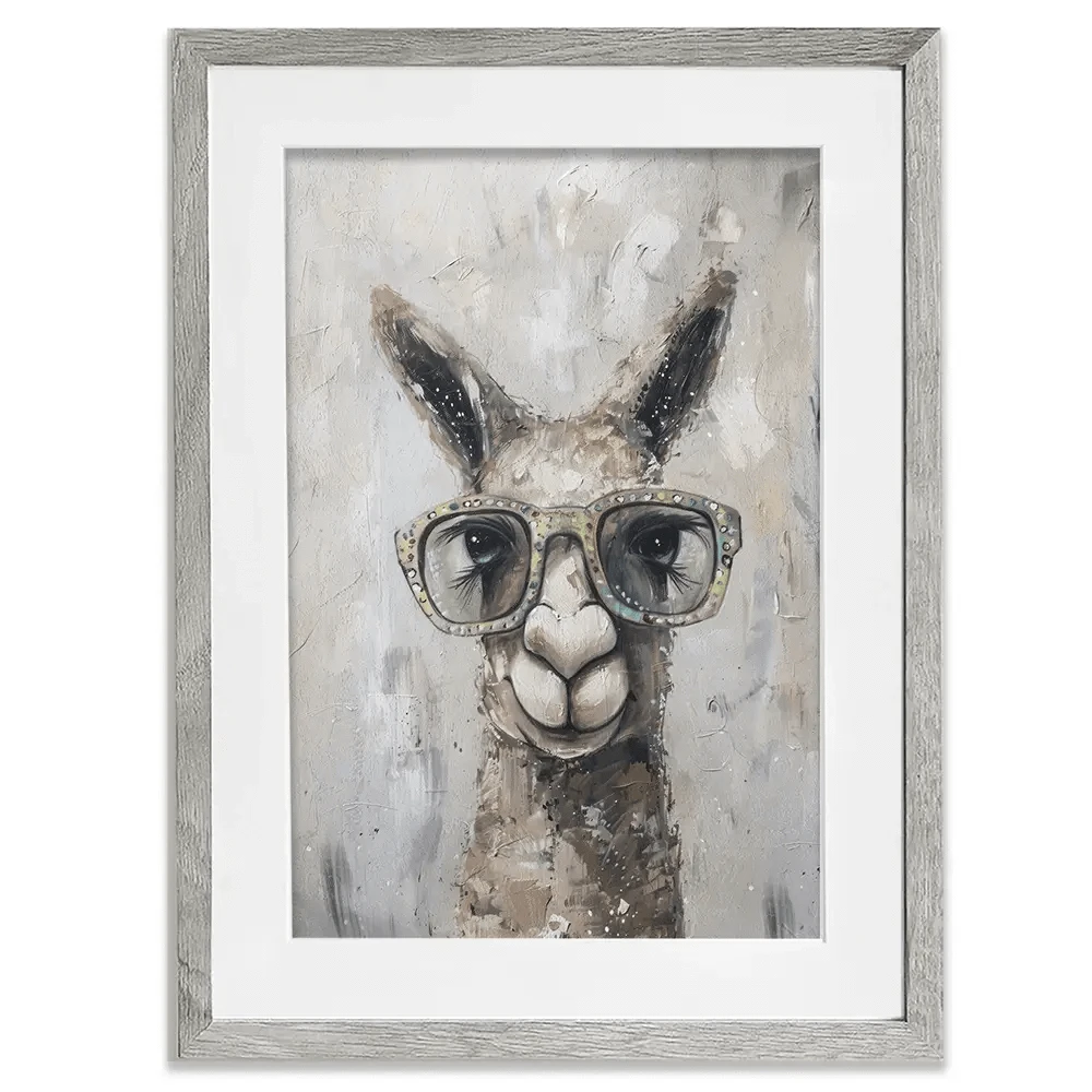 Llama With Glasses Framed Art Print Llama With Glasses Framed Art Print wall art product Svetlana Aleynikova