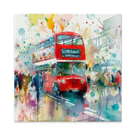 London Bus Square Canvas Print London Bus Square Canvas Print wall art product David Alexander Elder