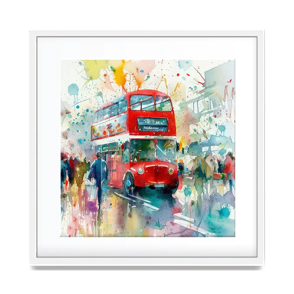 London Bus Square Framed Art Print London Bus Square Framed Art Print wall art product David Alexander Elder