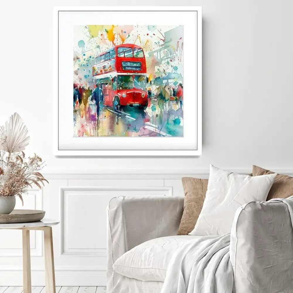 London Bus Square Framed Art Print London Bus Square Framed Art Print wall art product David Alexander Elder