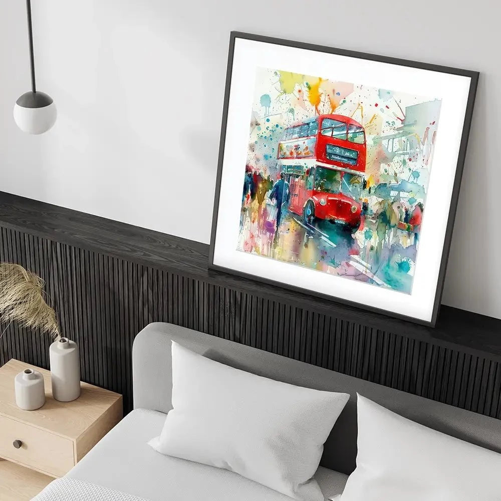 London Bus Square Framed Art Print London Bus Square Framed Art Print wall art product David Alexander Elder