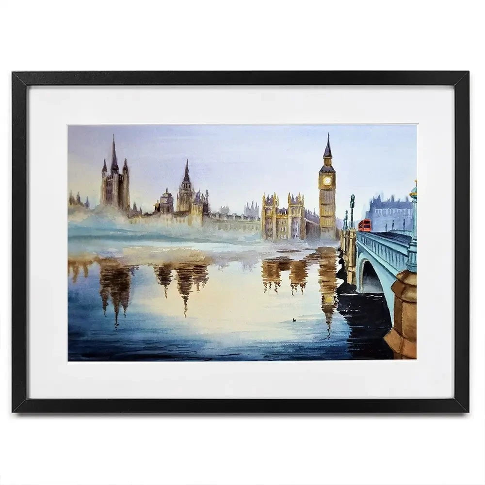 London In Watercolour Framed Art Print London In Watercolour Framed Art Print wall art product Art_KVA / Shutterstock