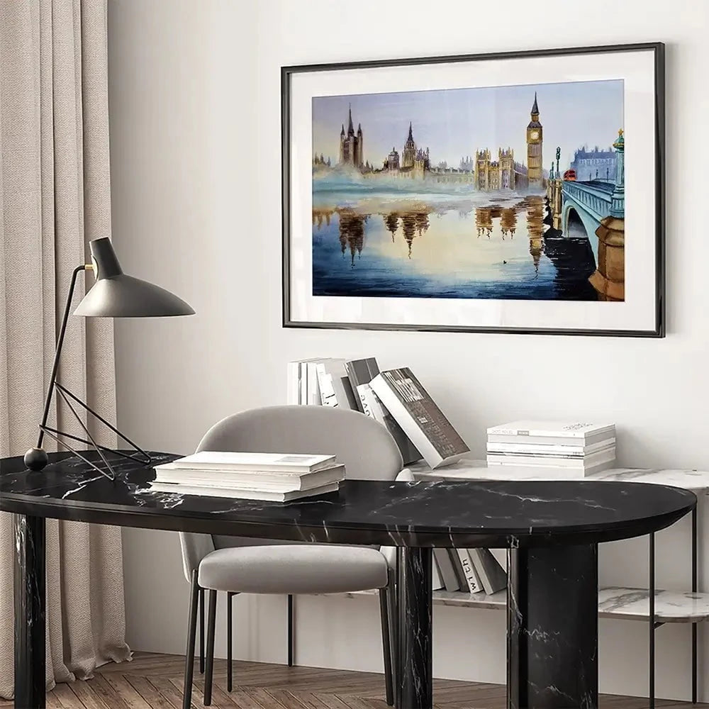London In Watercolour Framed Art Print London In Watercolour Framed Art Print wall art product Art_KVA / Shutterstock