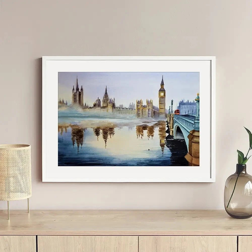 London In Watercolour Framed Art Print London In Watercolour Framed Art Print wall art product Art_KVA / Shutterstock