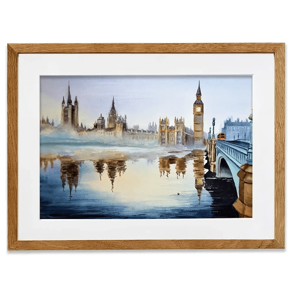 London In Watercolour Framed Art Print London In Watercolour Framed Art Print wall art product Art_KVA / Shutterstock