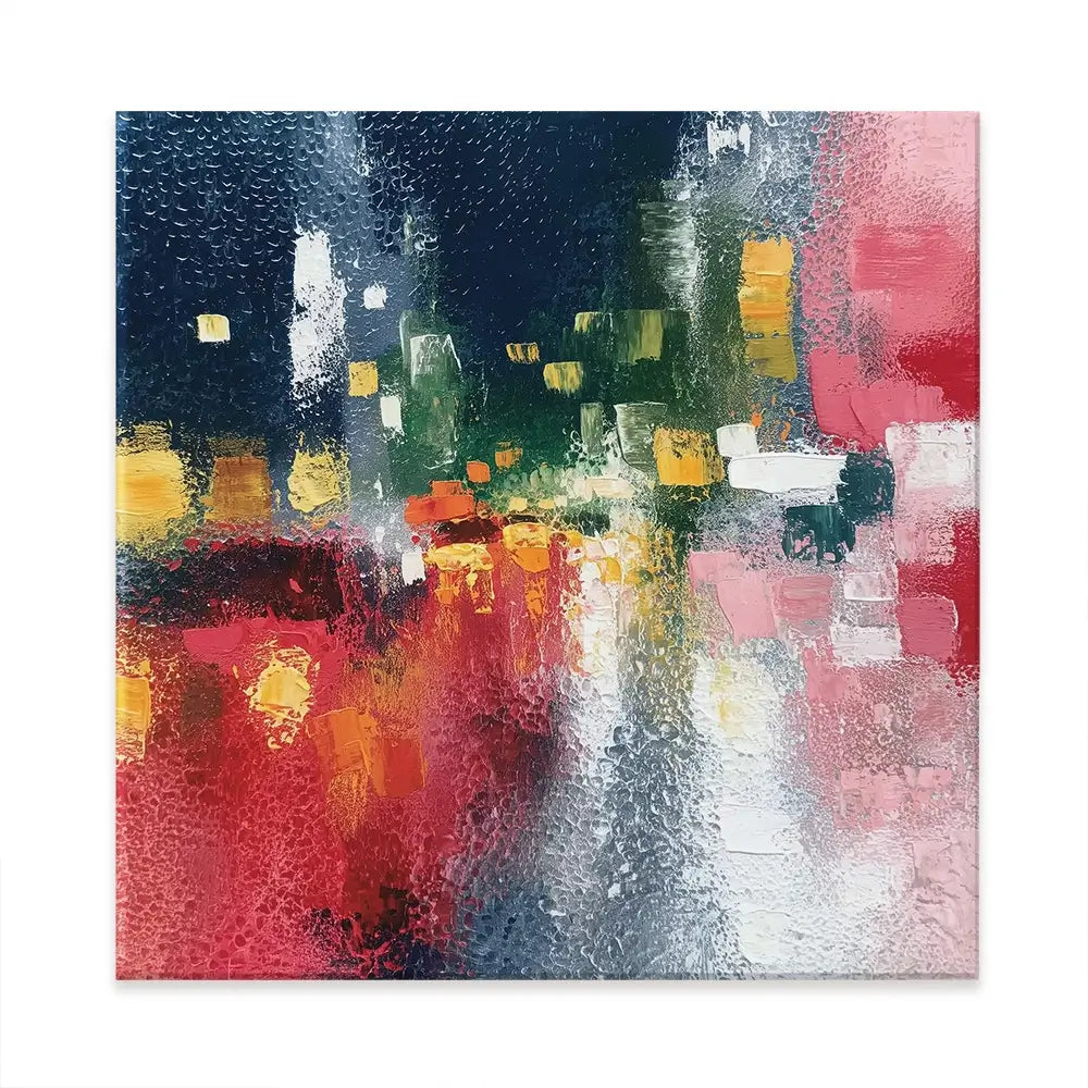 London Rain Through Glass Square Canvas Print London Rain Through Glass Square Canvas Print wall art product Chromatic Storm Studio