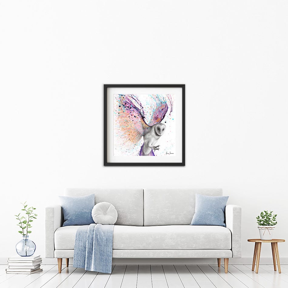 Luminous Luna Owl Square Framed Art Print wall art product Ashvin Harrison
