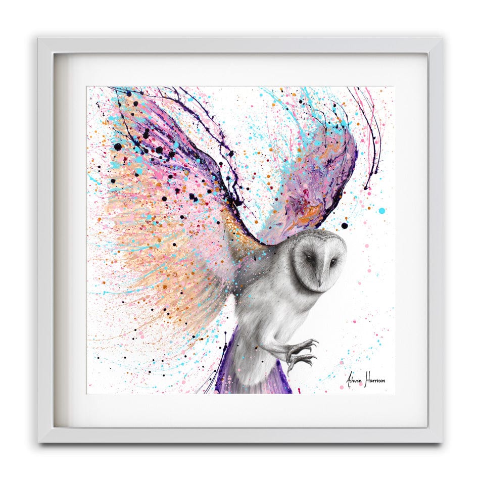Luminous Luna Owl Square Framed Art Print wall art product Ashvin Harrison