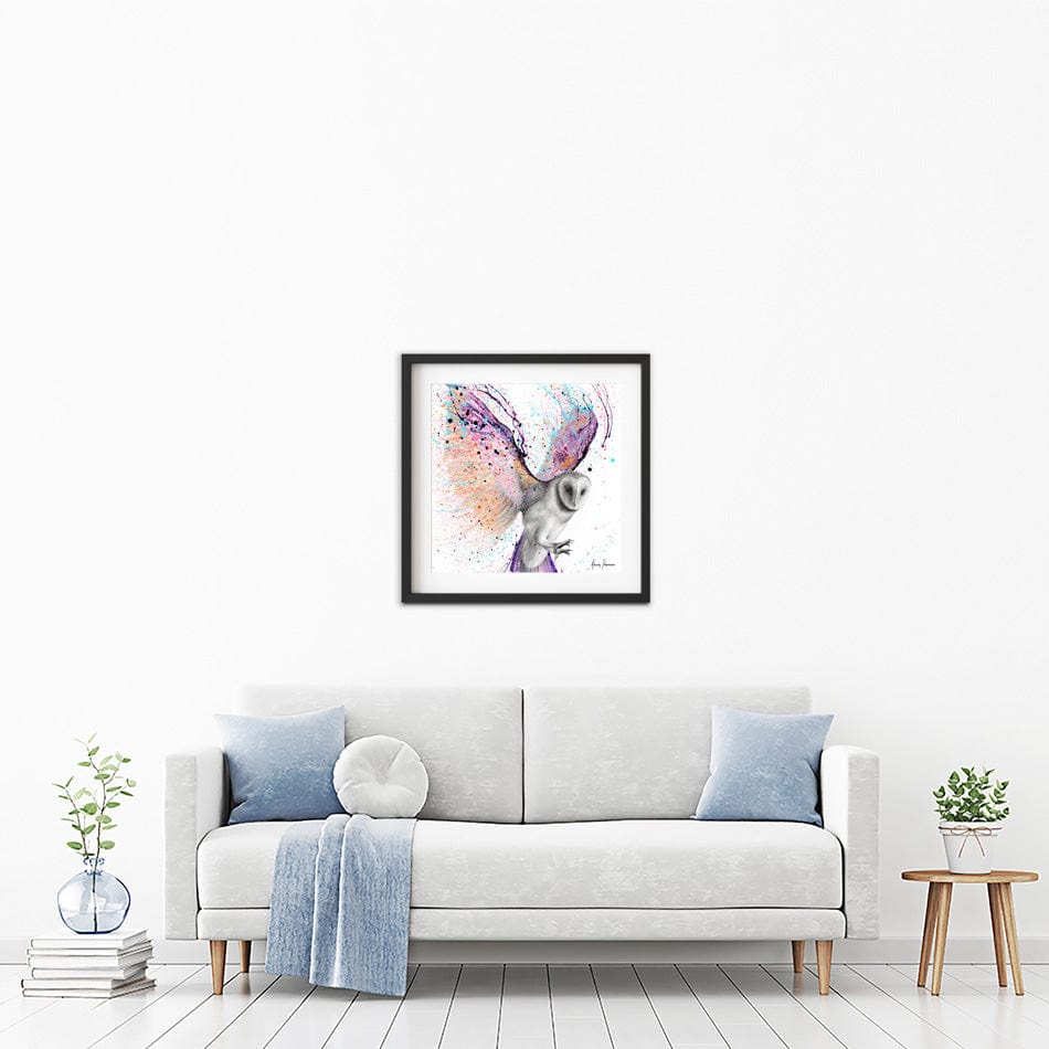 Luminous Luna Owl Square Framed Art Print wall art product Ashvin Harrison