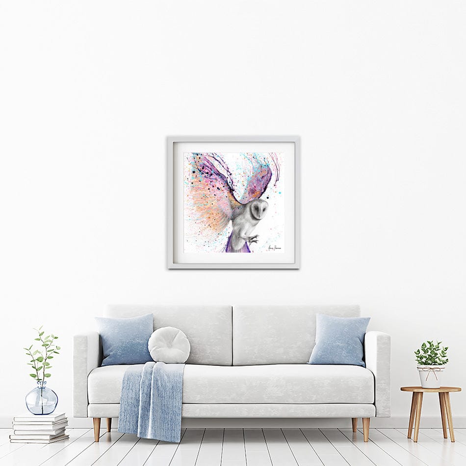 Luminous Luna Owl Square Framed Art Print wall art product Ashvin Harrison