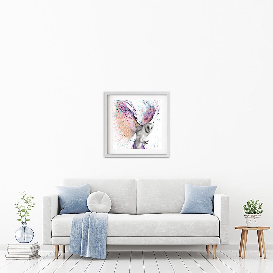 Luminous Luna Owl Square Framed Art Print wall art product Ashvin Harrison