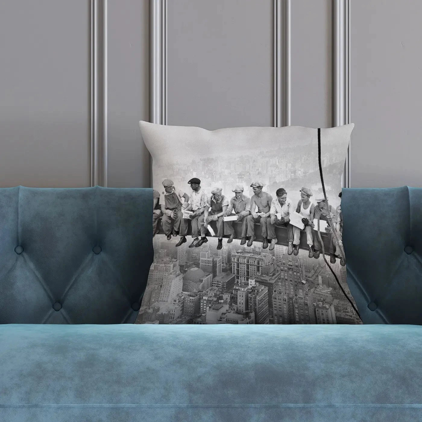 Lunch Atop A Skyscraper Cushion Lunch Atop A Skyscraper Cushion wall art product Independent