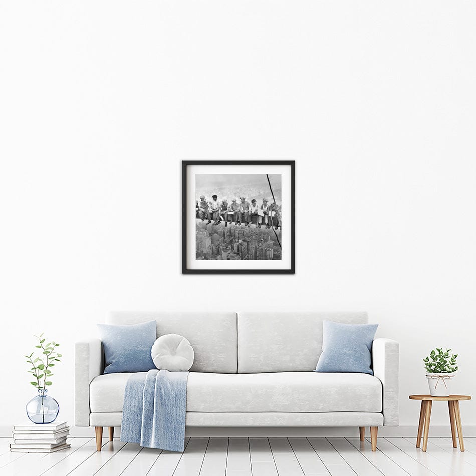 Lunch Atop A Skyscraper Square Framed Art Print wall art product S Megalos