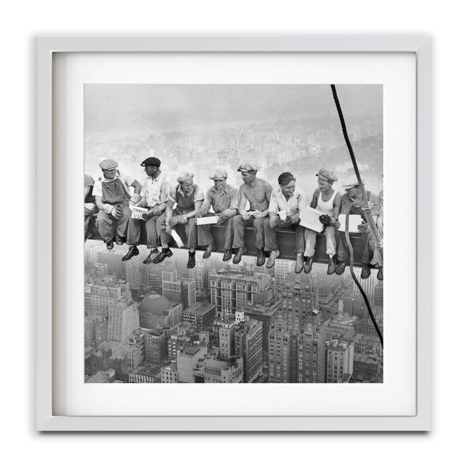 Lunch Atop A Skyscraper Square Framed Art Print wall art product S Megalos