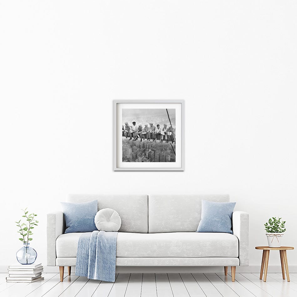 Lunch Atop A Skyscraper Square Framed Art Print wall art product S Megalos