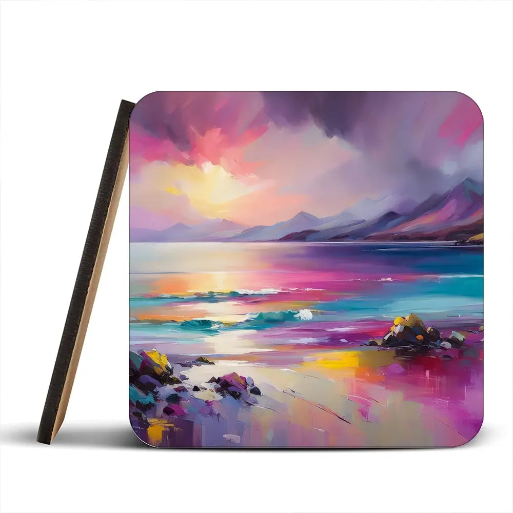 Magenta Skye Coaster Set Rainbow Soul Tree Coaster Set | Rainbow Soul Tree Art Coasters wall art product David Alexander Elder