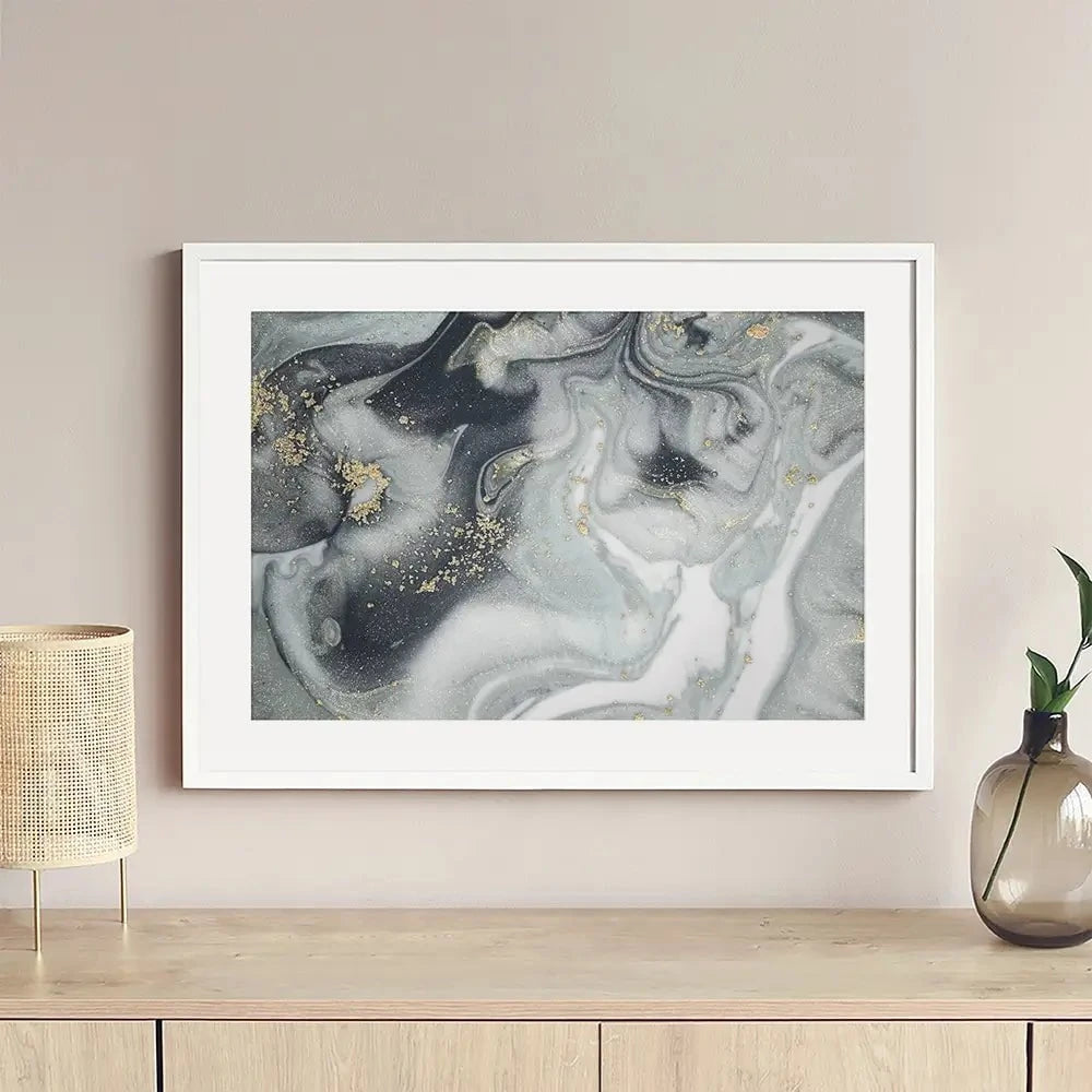 Marbled Grey Hues Framed Art Print Marbled Grey Hues Framed Art Print wall art product CARACOLLA / Shutterstock