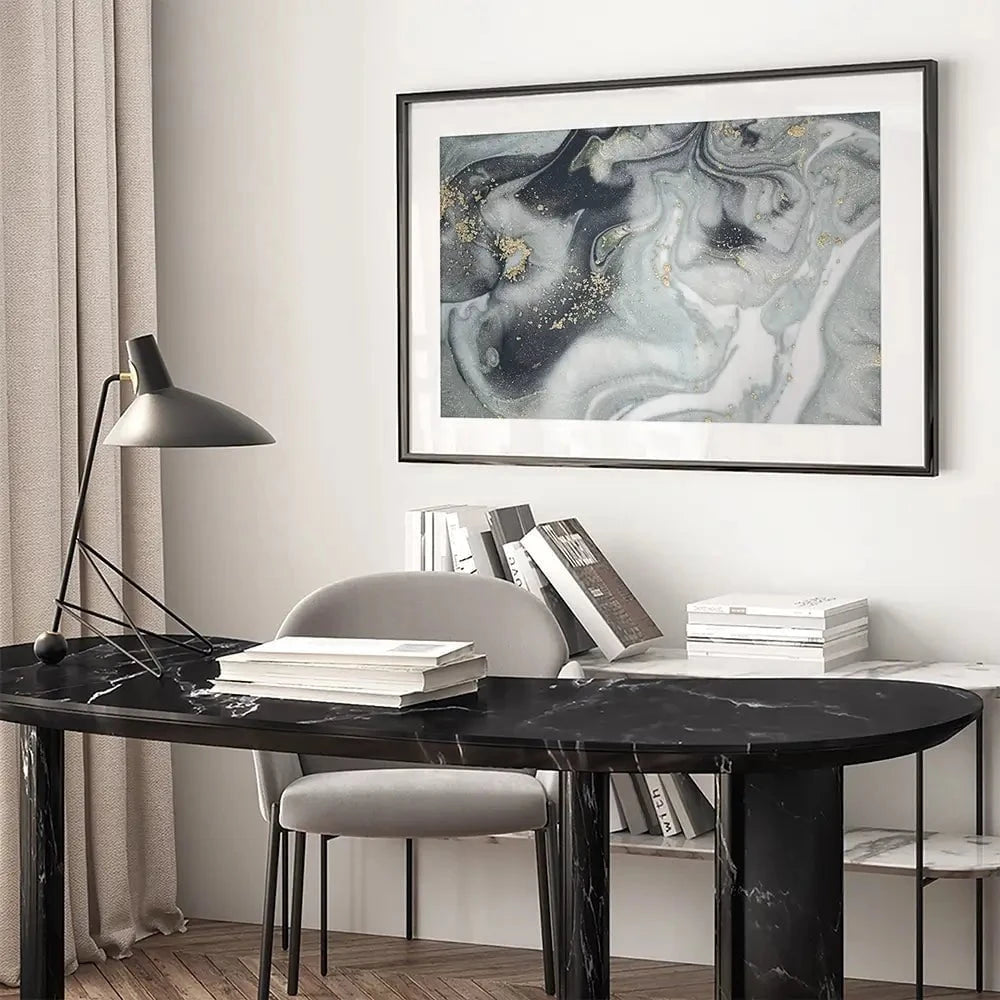 Marbled Grey Hues Framed Art Print Marbled Grey Hues Framed Art Print wall art product CARACOLLA / Shutterstock