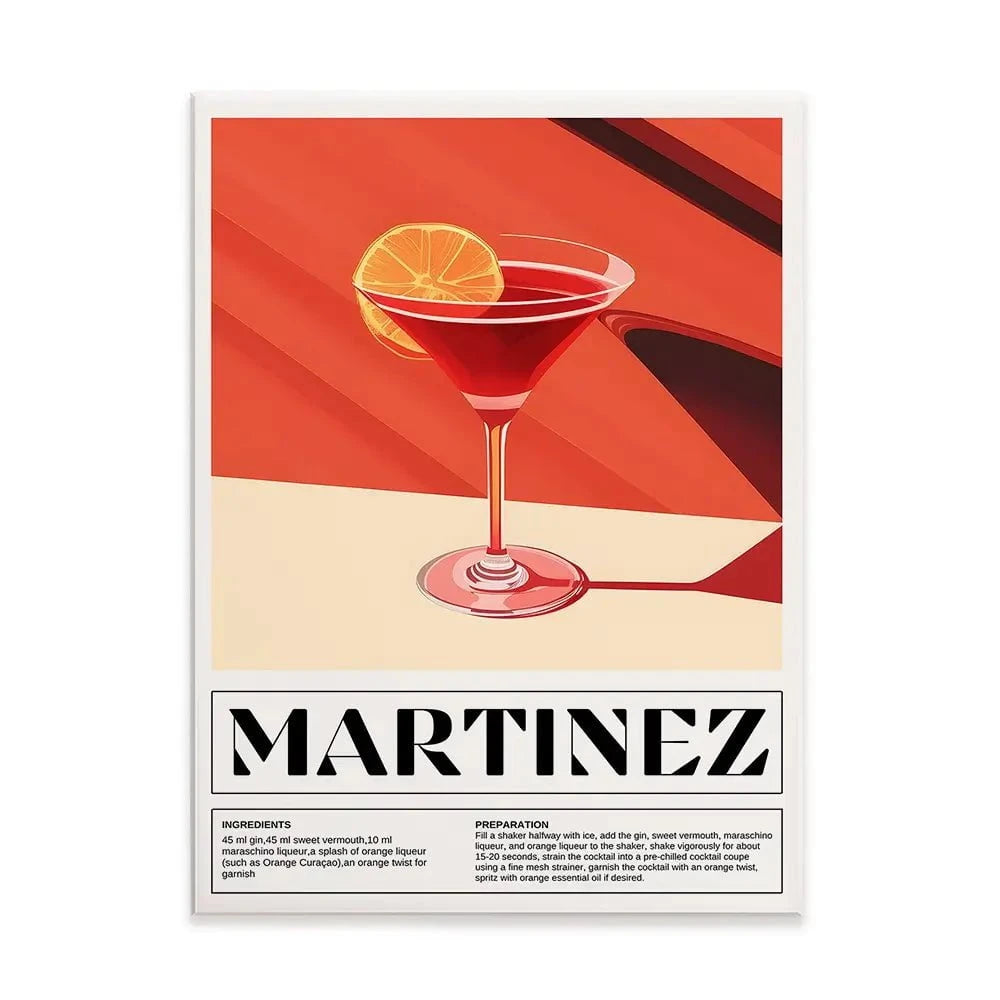 Martinez Recipe Canvas Print Martinez Recipe Canvas Print wall art product Art Print Shop