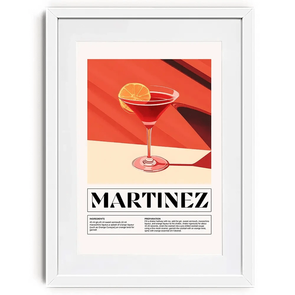 Martinez Recipe Framed Art Print Martinez Recipe Framed Art Print wall art product Art Print Shop