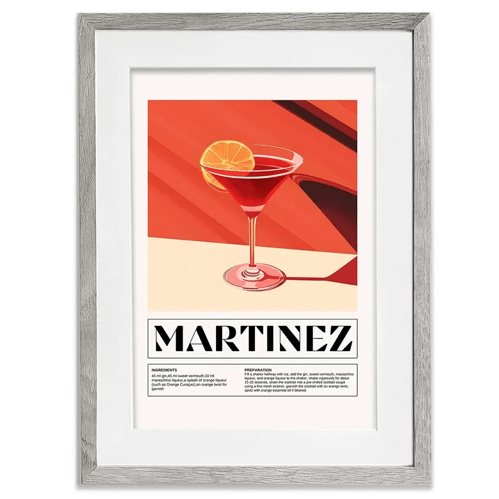 Martinez Recipe Framed Art Print Martinez Recipe Framed Art Print wall art product Art Print Shop
