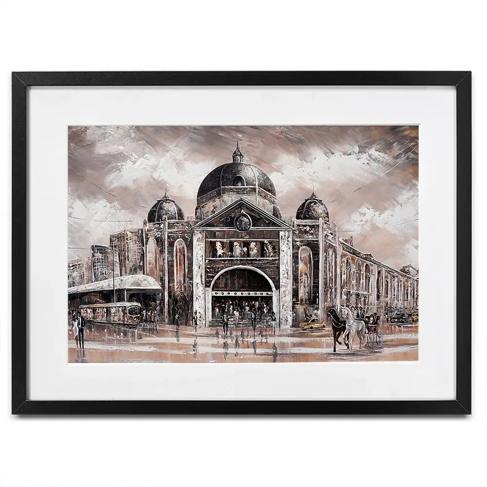 Melbourne Vibes Flinders Station Framed Art Print Melbourne Vibes Flinders Station Framed Art Print wall art product Isabella Karolewicz