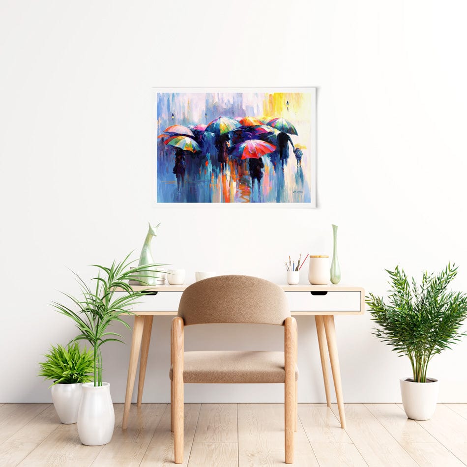 Memories Beneath The Rains Kiss Art Print wall art product Leon Devenice