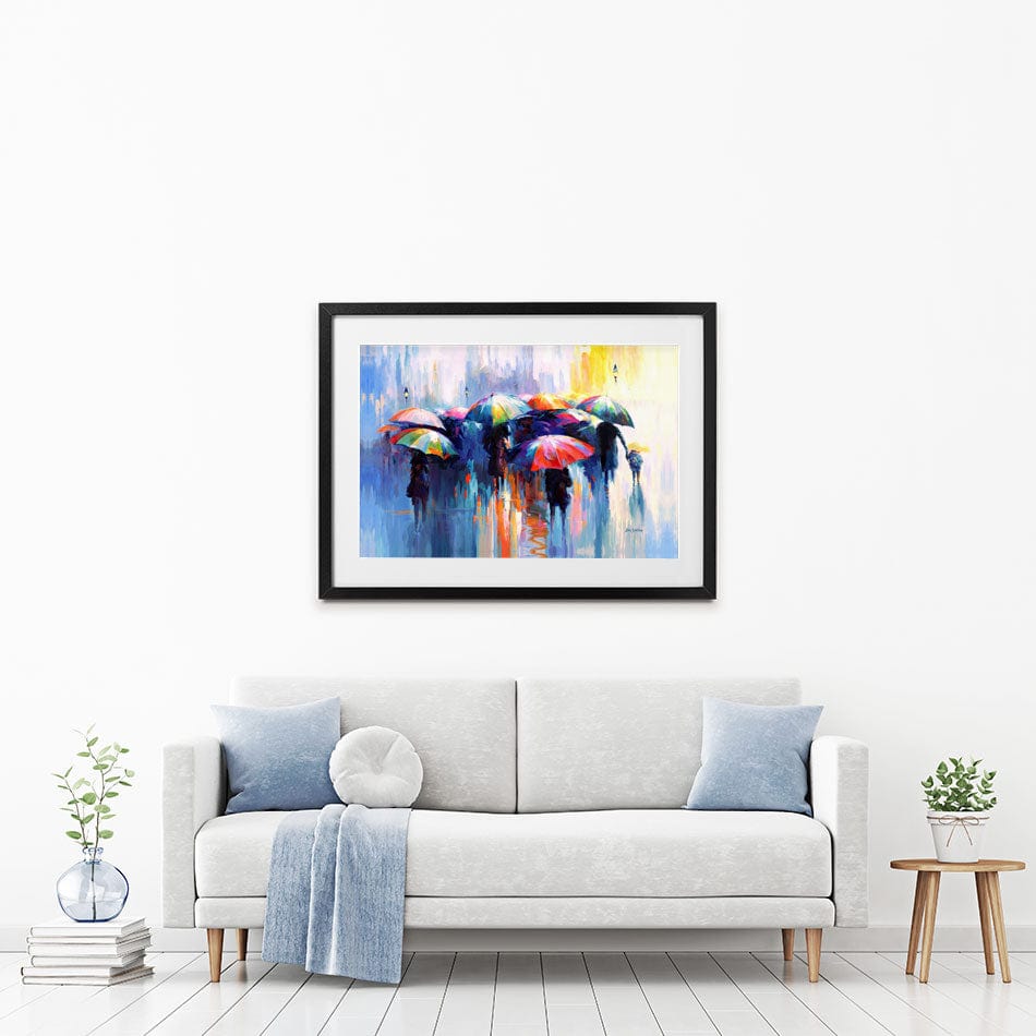Memories Beneath The Rains Kiss Framed Art Print wall art product Leon Devenice